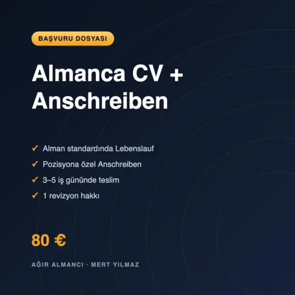Almanca CV ve motivasyon mektubu paketi